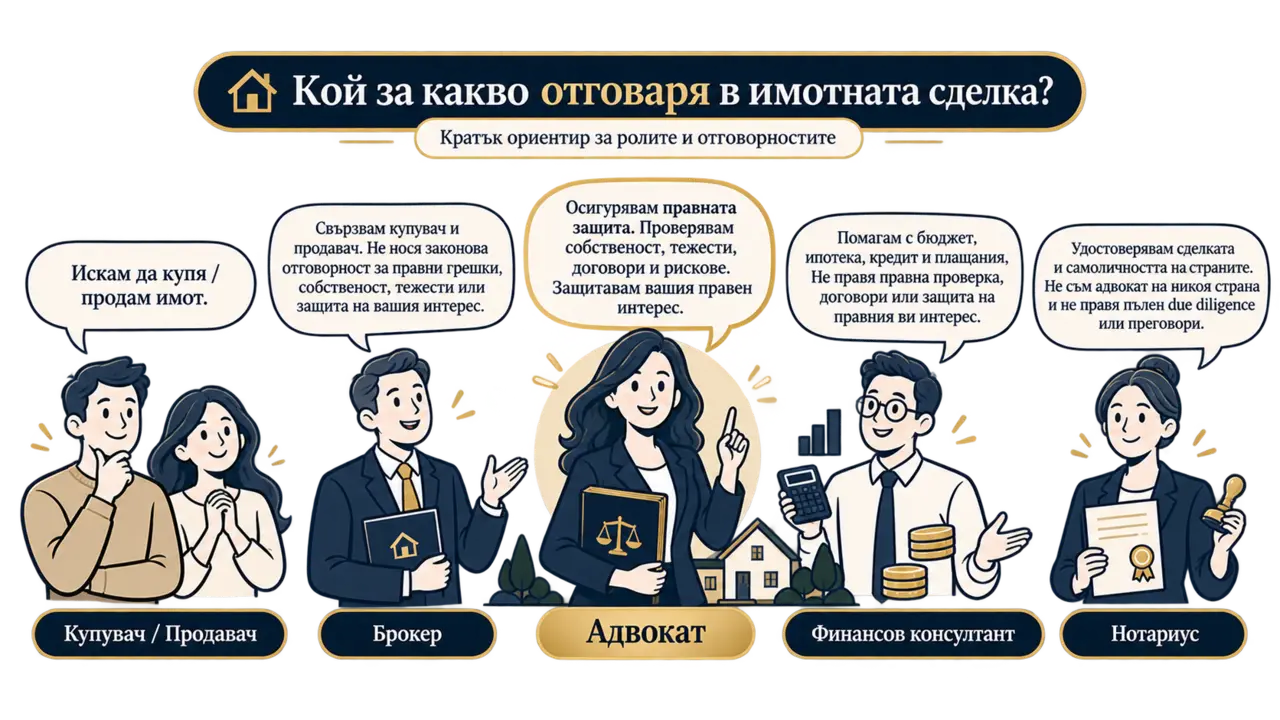 Кой за какво отговаря в имотната сделка